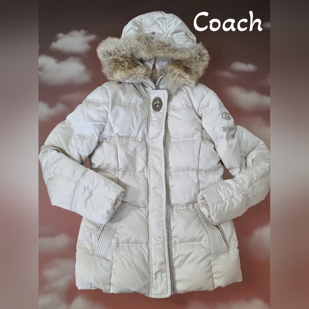 Coach Puffer quilted winter coyote fur winter coat Women XS
